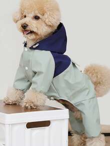 Pet Raincoat: Waterproof And Dustproof, All-Weather (Sunny/Rainy) Four-Leg Workwear, Suitable For Small And Medium Dogs - Contrast Color Design Windbreaker, TPU Waterproof Breathable Fabric, Neck Opening Can Connect Chest Harness/Leash, Easy Snap Fasteners, Elastic Cuffs And Crotch - Multicolor - View 4