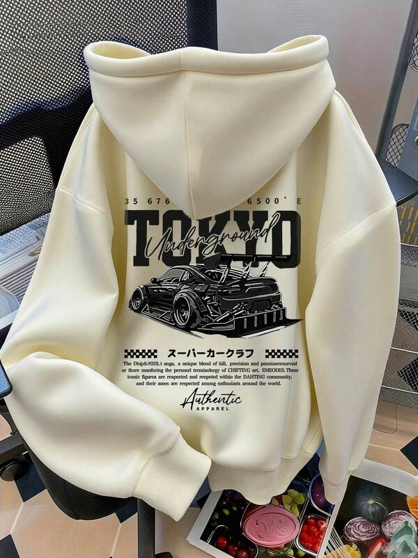 1 peça moletom com capuz grosso e quente com forro de lã para meninos pré-adolescentes, roupa para jovens estudantes, adequado para crianças, blusa de manga comprida de outono/inverno