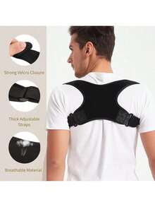1pc Adjustable Upper Back Support Brace, Recommended For Users Under 70kg, Provides Clavicle, Neck, Back And Shoulder Support For Posture Correction, Suitable For Both Men And Women - Multicolor - View 3