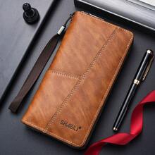 Carteras de Cuero para Hombres Diseño Largo Monederos Casuales Cartera con Cremallera para Hombre Porta Monedas y Tarjetas Bolsa de Dinero Delgada Estuche de Crédito de Alta Capacidad - Negro - Ver 9