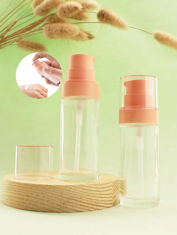 2 Stücke/3 Stücke/5 Stücke/10 Stücke transparente Glas Zylinder 30ml nachfüllbare Pumpflaschen, tragbare Reisegrößen Behälter für Lotionen, Öle, Seren