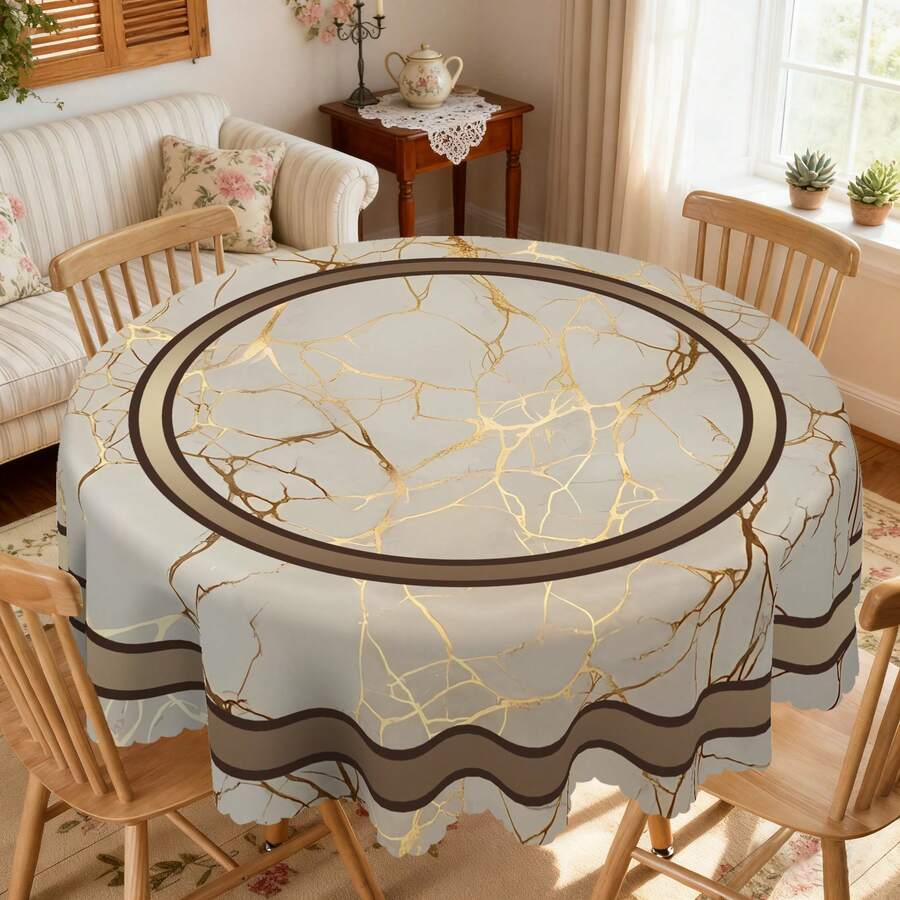 JDKWAY 1PC Geometric Figure Theme Tablecloth, Round Rectanaular Table Cloth, Coffee Decoration Table Cloth, Birthday Picnic Camping Decoration, Outdoor Garden, Daily Use Decor, Festival Decor, Kitchen Accessories - 灰色 - 查看 1