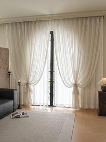 1 Rèm cửa mỏng bằng vải lanh phong cách cổ điển đính hạt kẹo cầu vồng - Thiết kế túi treo, dễ treo, thích hợp trang trí phòng ngủ, phòng khách, văn phòng (Trọng lượng vải 160g/m2) - Nhiều màu - Xem 10