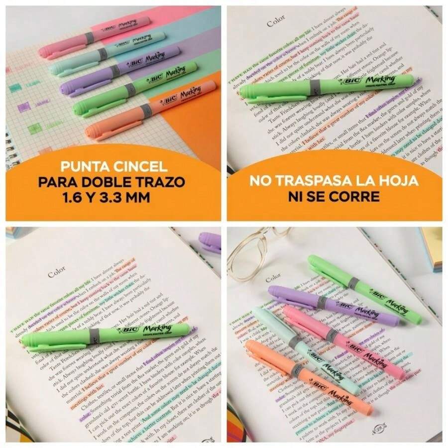 , Marcatextos con Grip, Subraya Todo, Punta Cincel, Marking Pastel, Surtido de Colores, 5 piezas - 5 Unidad (Paquete de 1) - Ver 1
