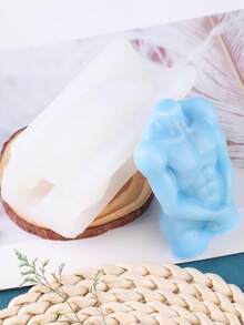 1pc Shy Man Body Shaped Silicone Candle Mold - A-White - View 4