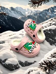 新款冬季儿童可爱恐龙潮流休闲家居室内外可穿拖鞋 - 粉色 - 查看 5