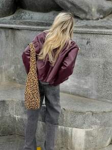 Damen Regular Kunstleder Langarm Einreiher Locker Lässig Jacke, für den Frühling, Damen Taschen Metall Knopf Kurz Militärgrün Jacke geeignet für Frühling und Herbst