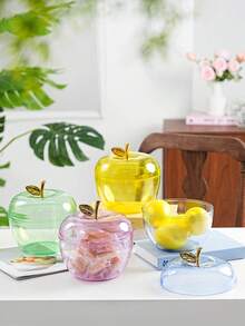 1 szt. Dekoracyjny słoik/pojemnik do przechowywania w kształcie jabłka, taca do serwowania przekąsek/ciasteczek/owoców, odpowiedni na święta, imprezy, wystrój domu - Wielokolorowe - Zobacz 5