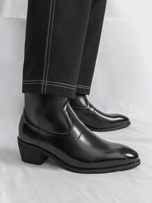 Ghete Chelsea negre pentru bărbați, pantofi eleganți Oxford din piele, la modă, confortabile, toamnă/iarnă, cizme din denim, de lux, cu vârf înalt, cizme de antrenament de luptă, cizme din piele pentru exterior, pantofi de lucru durabili pentru birou, mărime 45, pantofi de securitate pentru bărbați, cizme de motocicletă cu fermoar lateral, clasice și elegante, cizme de călărie, pantofi de nuntă pentru bărbați, pantofi de petrecere și club, lucrați manual, mărime mare 38-46 - Negru - Vizualizare 10