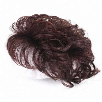 8 英寸女士假发，短卷发片，遮盖白发，逼真接发