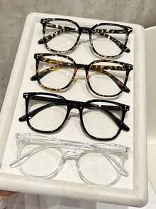 4 Stücke/Set quadratische Mehrfarbig Lässig/Schul Stil Nicht-Verschreibung Brillen Kombination für Frauen und Männer, geeignet für Büro, Lesen, TV schauen, Gaming, Smartphone Zubehör, Dekoration