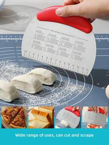 1pc Stainless Steel Semi-Circle Scaled Dough Scraper, Flour Scraper, Cream Scraper, Baking Scraper