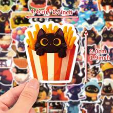 50 张黑猫可爱卡哇伊贴纸、复古 DIY 笔记本剪贴簿、摩托车笔记本电脑、行李涂鸦贴花 - 彩色 - 查看 3