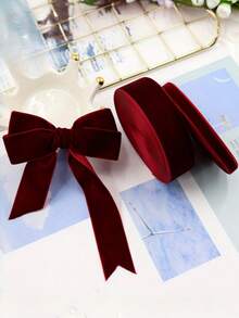 6-40mm Dark Red Color Single Sided Velvet Ribbon Festival Ribbons Jewelry Display Packaging Flower Gift Packaging Bow DIY Party Ribbons Decoration Christmas Decorations Home Christmas Gifts Christmas Decor