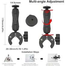 Mini Mount, Pole Mount with Mini Tripod Adapter, Adjustable Clamp Mount for RV Ladders, Guardrails, Compatible with Old Model Mini Accessories (Mount and Black Adapter)(Montura y adaptador negro) - Tipo 1 - Ver 4
