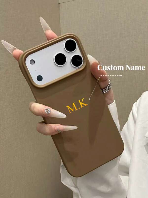Capa de celular personalizada de silicone de alta qualidade, simples, sem moldura, grossa e resistente a impactos, com nome personalizado, design simples e moderno, compatível com iPhone 17, 16, 15, 14 Pro Max, 13, 12 e 11 Plus. Ideal para presentear no Dia dos Namorados, aniversários, datas comemorativas, para ele/ela, como presente personalizado, produto personalizado do Etsy, presente de casamento, presente personalizado para os pais (com estampa metalizada).