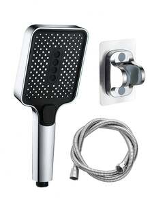 3-Modus Duschkopf Set mit 1,5M Schlauch & verstellbarer Halterung - Premium ABS Konstruktion - Modernes Silber - Für Badezimmer & Wohnmobil