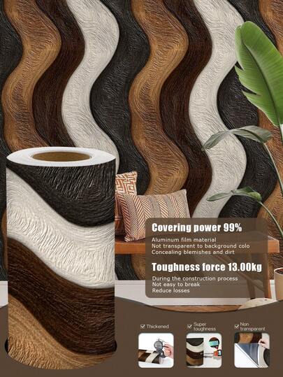 1 Roll 1m/3m/5m Vintage White/Brown/Black/Tan Textured Artistic Style Wallpaper, Suitable For Home Renovation, Room Decor, Cabinet Refacing, Bathroom Decor, Waterproof, Stain-Resistant, Vinyl DIY Wall Paper With Good Flexibility, Easy To Clean And Apply