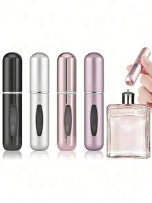 4pcs 5ml Refillable Perfume Bottles, Mini Portable Aluminum Spray Bottle For Perfume Perfume Bottle Perfume Refillable Bottle - Multicolor - View 9