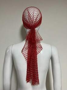 1pc 90/100/130 Cm Women Fishnet Rhinestone Decor Bandana Hair Band Headscarf Cap, Elastic Hairband, Beautiful Bridal Headpiece, Personalized Hair Accessories, Suitable For Ladies' Daily Wear, Dance, Wedding, Party, Events Valentine's Day Valentines