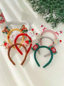 1件装女士创意3D圣诞老人和驯鹿圣诞头箍，甜美可爱装饰发饰 - 彩色 - 查看 2