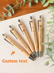 Engraved Wooden Ballpoint, Custom Gift, Christmas Friends,Customized Bamboo Pens With Inspiring Quotes, Quick-Drying And Extendable Ballpoint Pens For Writing, Suitable For Students, Teachers And Offices