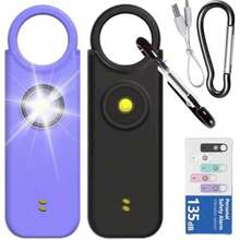 KFBGKKF Alarma Defensa Personal Mujeres 130 dB, Llavero de Alarma de  con Luz Estroboscópica, Sirena Fuerte, para niñas, niños, Ancianos y Personas discapacitadas (Rosa Morado)(Negro morado) - Tipo 1 - Ver 2