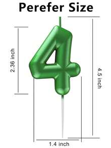 Green Number Birthday Cake Candles, Metallic Wax Cake Decorations, Suitable For Birthday, Anniversary, Gender Reveal, Bachelorette Party, Graduation - Princess Theme, No Feathers, Multi-Purpose Celebration Candles, No Electricity Required - Green - View 13
