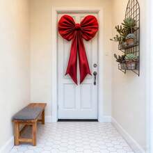 Decoración de arco para puerta como regalo de Navidad, decoración de fiesta para el patio, banner de celebración - Rojo y blanco - Ver 5