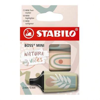  Stabilo boss mini naturevibes pack de 3 marcadores fluorescentes - trazo entre 2 y 5mm - tinta con base de agua - antisecado - colores verde barro, verde tierra y beige