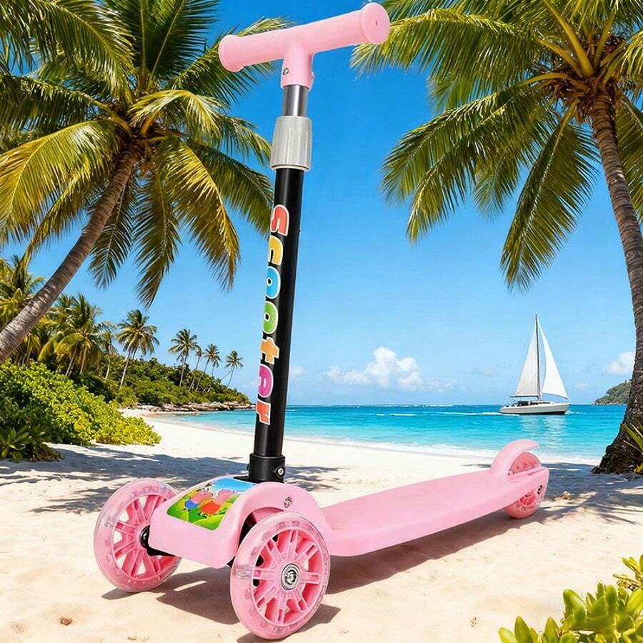 Scooter y patineta para niños plegables, adecuado para niños, con función de ajuste de 4 velocidades, pedal anti-deslizamiento: modelo de poca, diseño ligero y duradero, es un regalo ideal para Halloween y San Valentín, adecuado para juego al aire libre, estilo festivo, estructura resistente y 110 libras de 110 libras