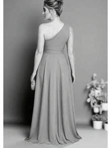 vestido longo barato para madrinha mula manca sem brilho em fluit com gravata na mesma cor para padrinho