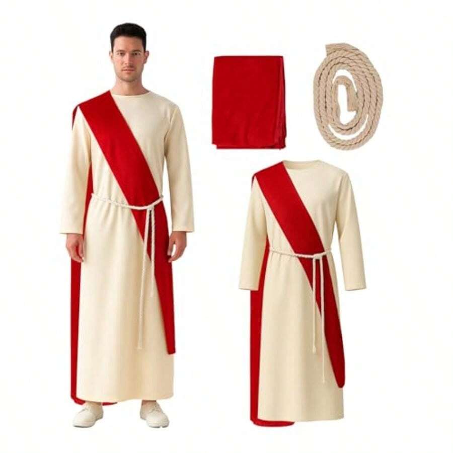 2025Adult Long Robe Costume For Men With Belt Stage Play Festival Holiday Party Performance Outfit - Lớn - Xem 1