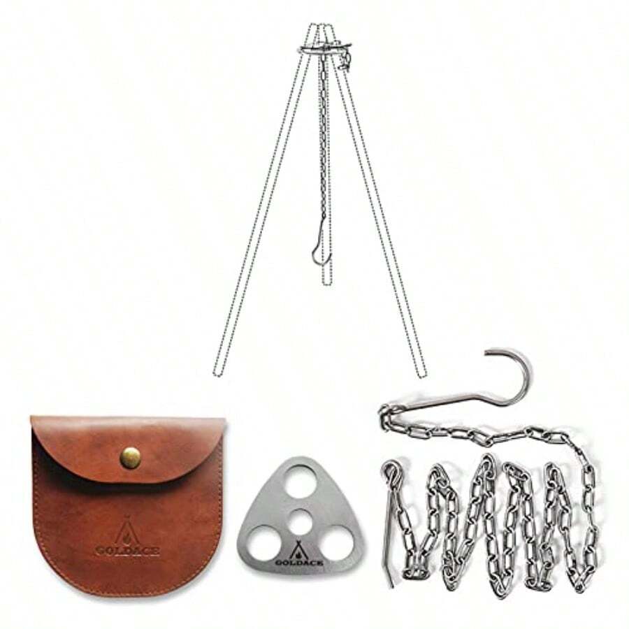 Stainless Steel Camping Gear And Equipment - Campfire Cooking Accessories Set - Radiate Portable Round Cookware - Dutch Oven Camping Cookware - Outdoor Camp Tripod Cooking Silvergift - Silver - View 1