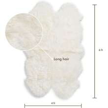 Real Sheepskin Rug 4x6 Ft | Sheepskin Rugs For Living Room And Sofa | Bedside Rugs For Bedrooms | Large Fluffy Rug Is Breathable & Heat-Regulating In Color White - Multicolor 851 - View 2