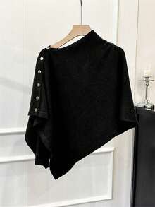 1 件女士披肩，新款时尚宽松针织披肩开衫，带胸针，时尚百搭，适合春秋季节 - 彩色 - 查看 8