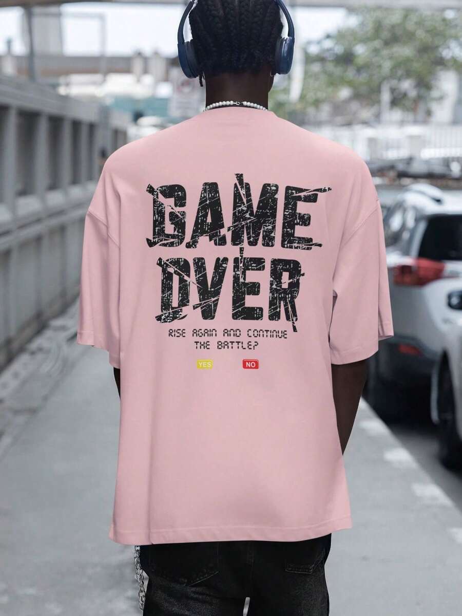 T-shirt Camiseta Game Over Levante-se Novamente e continue a Batalha