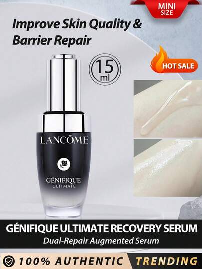 Lancôme Lancome [Mini] Genificent Ultimate Dual-Repair Augmented Serum Recovery Serum 15ml | Mejora la calidad de la piel y la reparación de la barrera | Para completar esta fórmula de recuperación de la piel para una eficacia máxima, Genificent Ultimate también contiene ácido hialurónico para suavizar, hidratar, rellenar y extracto puro de regaliz para mejorar el tono de la piel y calmar.