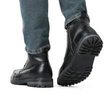 Men's Black Motorcycle Combat Oxford Boots Fur Lining Warm Zipper Boots - 黑色 - 查看 8