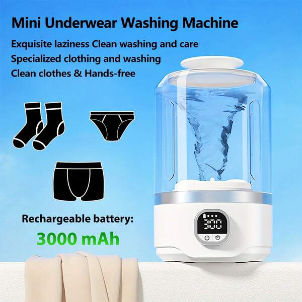 Mini Washing Machine | Specialized Washing Machine For Underwear And Socks | 3000mAh Rechargeable Battery | Three Timing Modes | Portable Washing Machine For Travel, Business Trips And Outings
