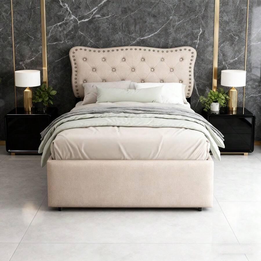 Bed Frames - Beige Brown + MDF - View 1