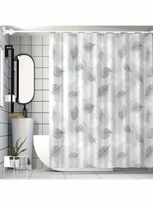 ستارة حمام من البولي إيثيلين الفينيل المقوى بنمط الأوراق، ستارة حمام سميكة بخطافات مقاومة للصدأ، بدون حاجة لثقب، تأتي مع 12 مشبك تعليق - مثالية لديكور المنزل وعيد الميلاد/هالوين - متعدد الألوان - مشاهدة 14