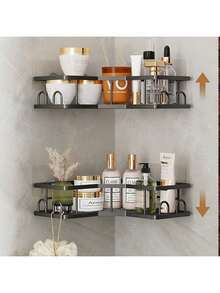 1 件免钻孔强力粘合转角淋浴架 - 防水防锈浴室收纳架，用于洗发水/肥皂/剃须刀，美观的浴室装饰转角架，2025 年冬季浴室必备三角架