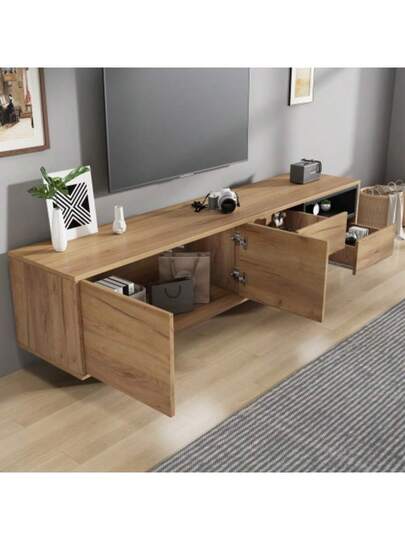 Low TV Cabinet Multiple Storage Functions, Wood ed Particleboard, Open Space Ladder Compartments, Accommodates Up To 70 Inch TVs, 173 38 48 Cm view 4