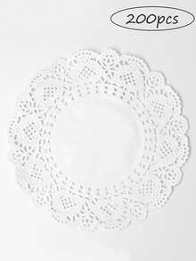 100/200/400 unidades de flores de papel de renda branca de 3,5 polegadas - papel para porta-copos redondo elegante, adequado para casamentos, festas e exposição de alimentos fritos, perfeito para sobremesas, decoração de mesa