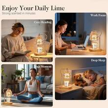 Candle Warmer Lamp With Timer Dimmer, Modern Wax Warmer Scented Wax Jar Candle Warmer With 2 Bulbs, Adjustable Height Glass Lamp Gifts Women, House Warming Gifts, Home Decor, Gold Amber - 琥珀色 - 查看 7