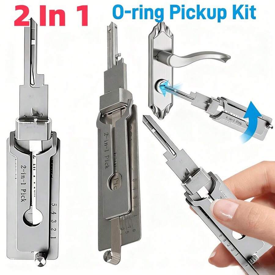 Stainless Steel Key Decoder 2 In 1 Precision Hook & Pick SS001 Lock Decoder O-Ring Pickup Maintenance Hand Kit Joint Press Kit Box Gear Wrench Trucking Repair Tool Car Accessories Cobalt Impact Hex Head Allen Set - 1 - 查看 1