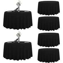 Round Tablecloth,6 Pack 108inch Stain And Wrinkle Resistant Polyester Table Cloth,Decorative Fabric Table Cover For Kitchen,Dinning,Party,Wedding RoundBlack - 多色780 - 查看 1