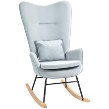 HOMCOM Rocking Chair With Armrests, Velvet Look, Rocking Chair For Bedroom, Living Room, Light Grey - Baby Blue - View 3