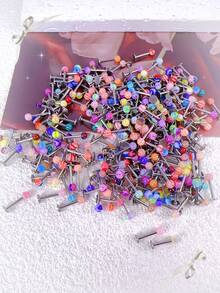 45 件/套不锈钢穿孔饰品，9 种款式，每种 5 件，舌环、眉环、鼻环、唇环